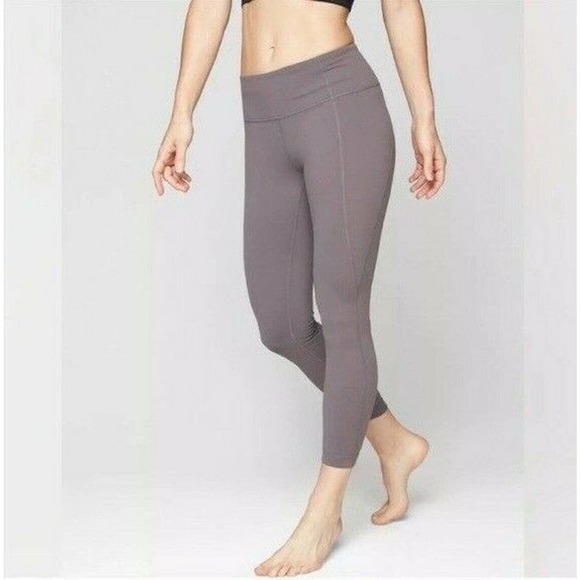 Athleta ST Small Tall Salutation 7/8 Gray Yoga Leggings High-Rise In Powervita - Picture 1 of 9